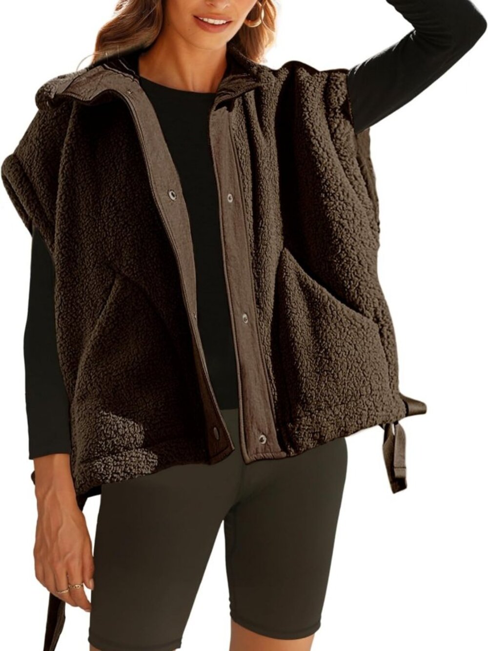 Cozy Women's Fuzzy Fleece Sleeveless Sherpa Vest Jacket - Perfect for Layering